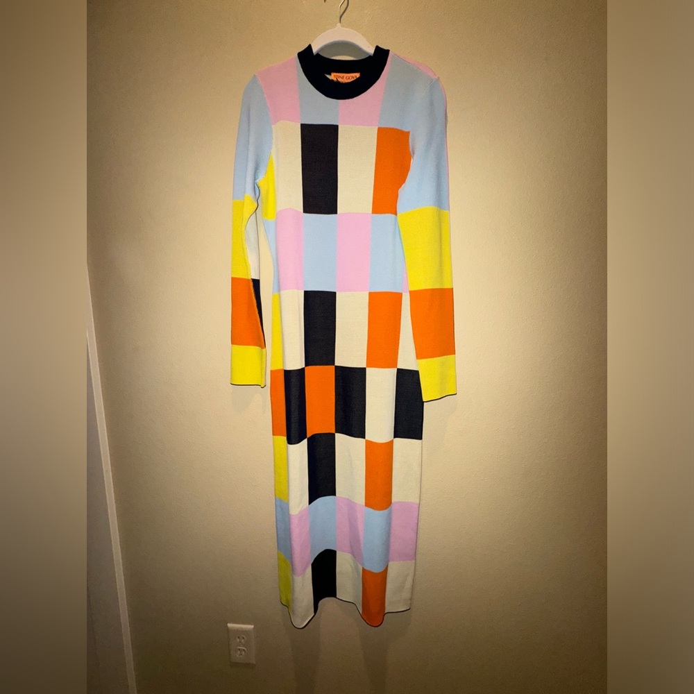 NWT STINE GOYA Women's Orange Chiara Knitted Midi Dress
